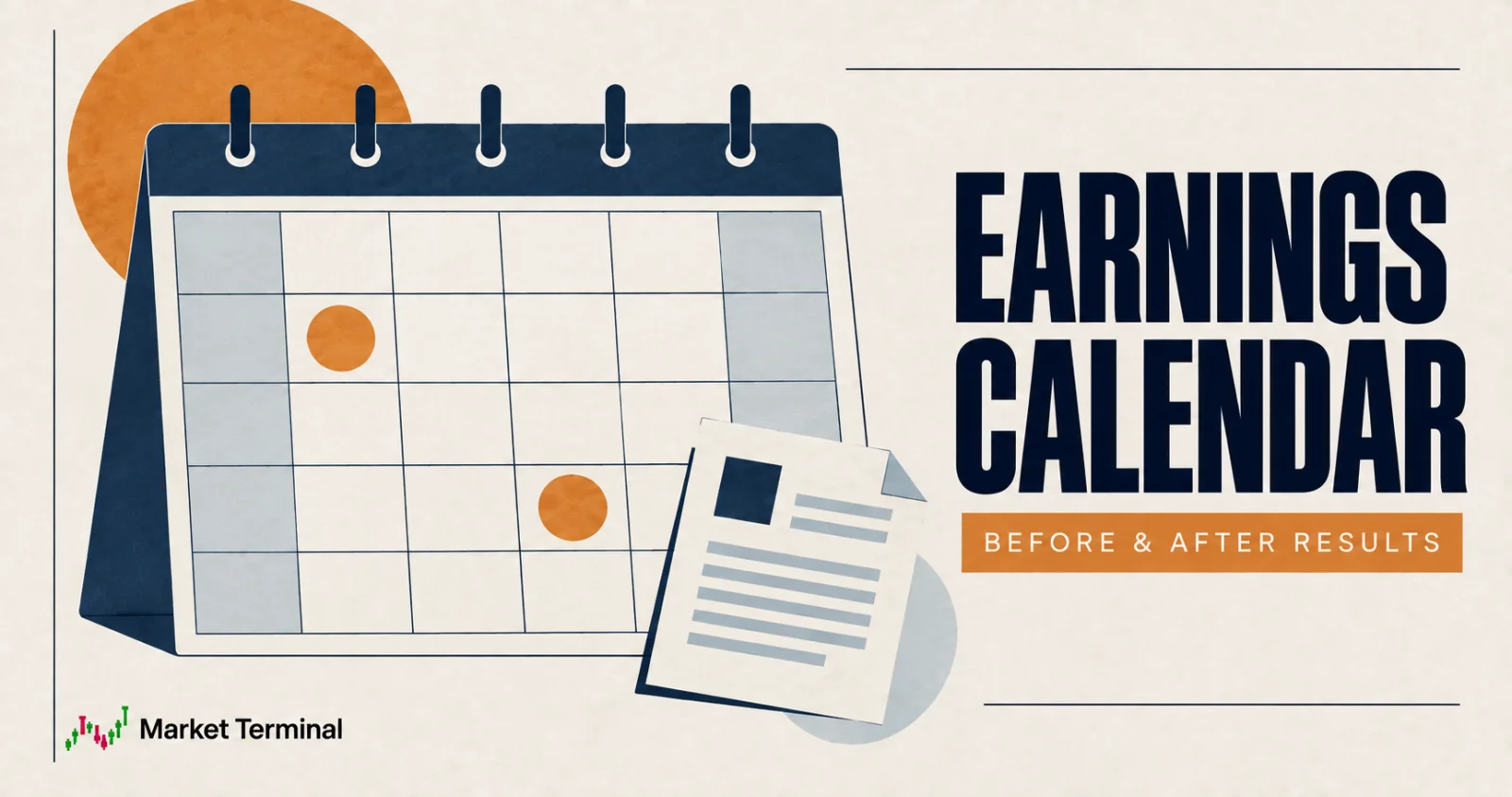 Calendar with highlighted days and an earnings report.