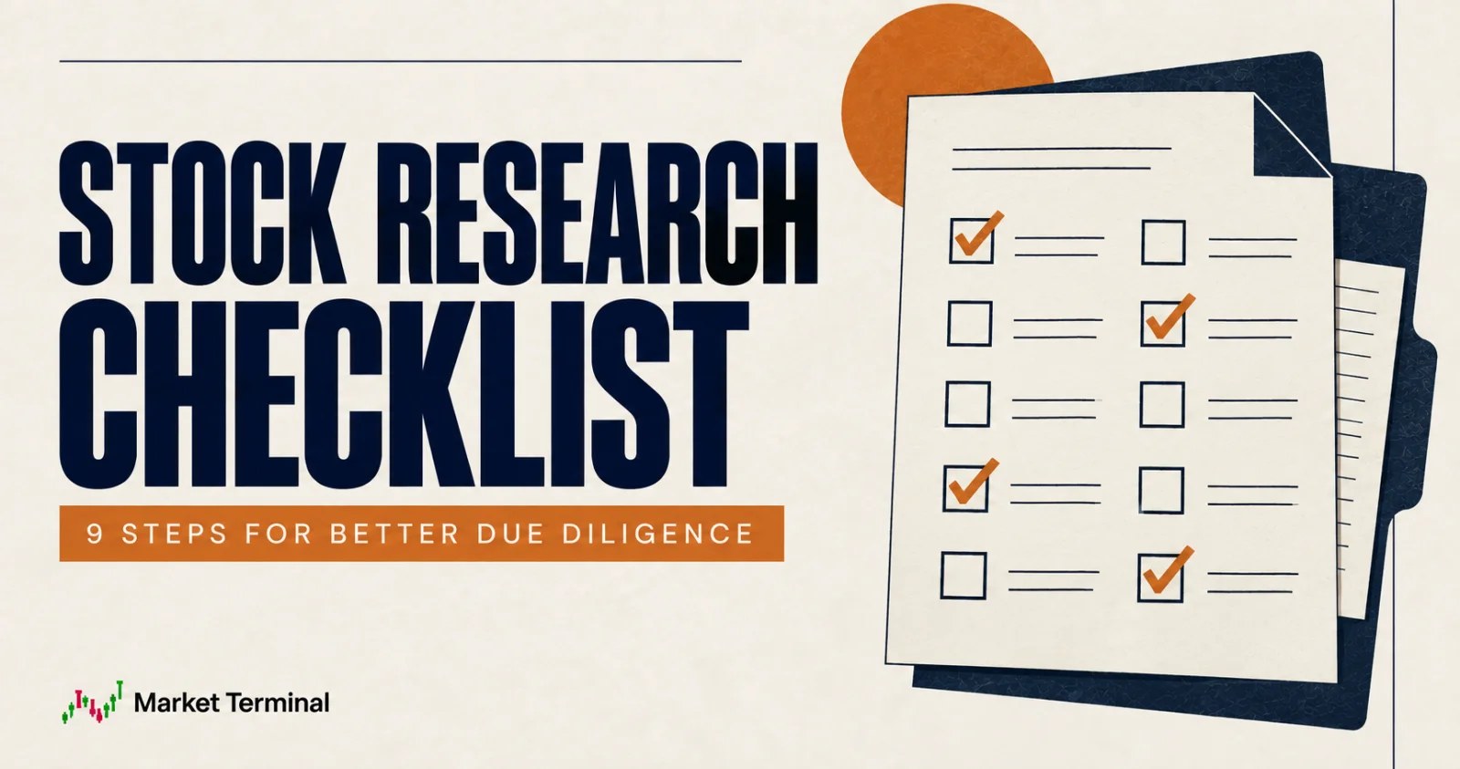 Research checklist with marked boxes and supporting documents.